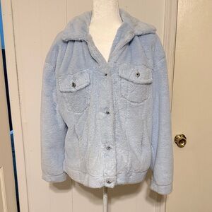 Sky Blue Faux Fur Jacket